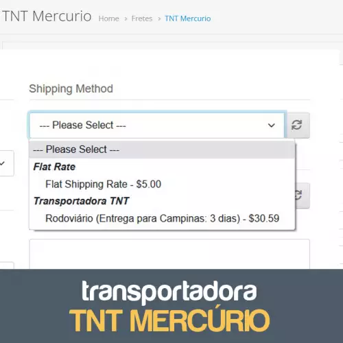 Transportadora TNT Mercúrio para Opencart