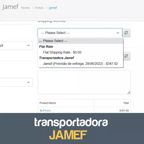 Transportadora Jamef para Opencart